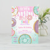 Groene & Paarse Donut Verjaardagsfeestje Kaart (Staand voorkant)