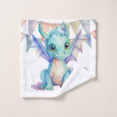 Groene Paarse Dragon Kids Verjaardagscadeau op maa Bad Handdoek (Wasdoekje)