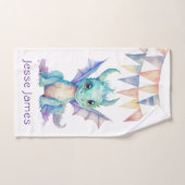 Groene Paarse Dragon Kids Verjaardagscadeau op maa Bad Handdoek (Handdoek)