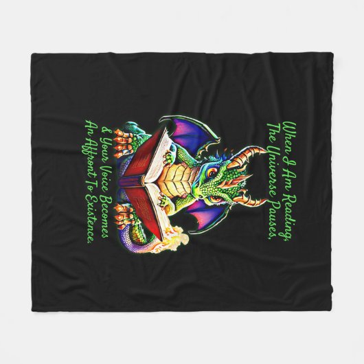 Groene Paarse Drakenwaarschuwing Leesboek Voice Fleece Deken (Voorkant (Horizontaal))