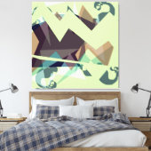 Groene, Paarse en blauwe geometrische bergen Canvas Afdruk (Insitu (Slaapkamer))