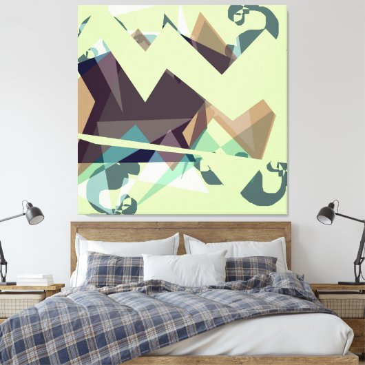 Groene, Paarse en blauwe geometrische bergen Canvas Afdruk (Insitu (Slaapkamer))