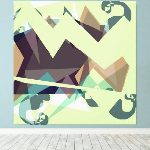 Groene, Paarse en blauwe geometrische bergen Canvas Afdruk