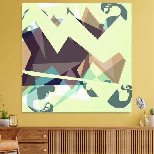 Groene, Paarse en blauwe geometrische bergen Canvas Afdruk (Insitu (Woonkamer))
