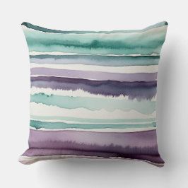 Groene paarse en witte abstracte strepen kussen