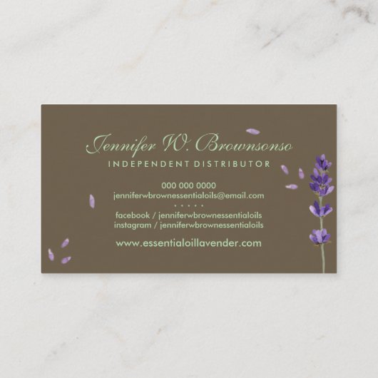 Groene Paarse etherische oliën Lavendel Visitekaartje (Achterkant)