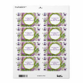 Groene Paarse Floral Monogram Labels (Full Sheet)