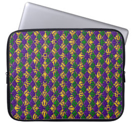GROENE PAARSE GEEL WITTE MARDI GRAS FLEUR DI LIS LAPTOP SLEEVE