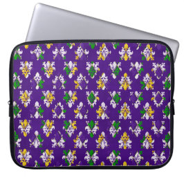 GROENE PAARSE GEEL WITTE MARDI GRAS FLEUR DI LIS LAPTOP SLEEVE