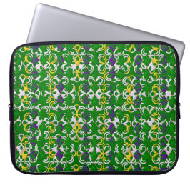 GROENE PAARSE GEEL WITTE MARDI GRAS FLEUR DI LIS LAPTOP SLEEVE