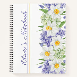Groene Paarse Gele Aquarel Lente Bloemen Notitieboek
