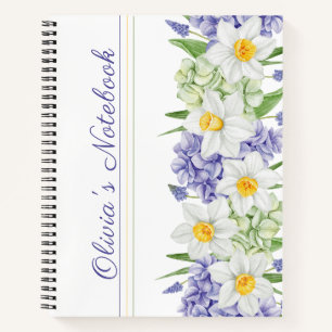 Groene Paarse Gele Aquarel Lente Bloemen Notitieboek
