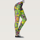 Groene Paarse Gele Kush Splatter Leggings (Rechts)