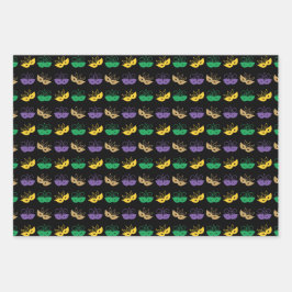 GROENE PAARSE GELE MARDI GRAS THEMA'S INPAKPAPIER VEL