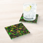 Groene Paarse Gele Stip Glas Onderzetter (Schuin)