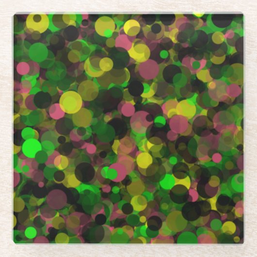 Groene Paarse Gele Stip Glas Onderzetter (Voorkant)