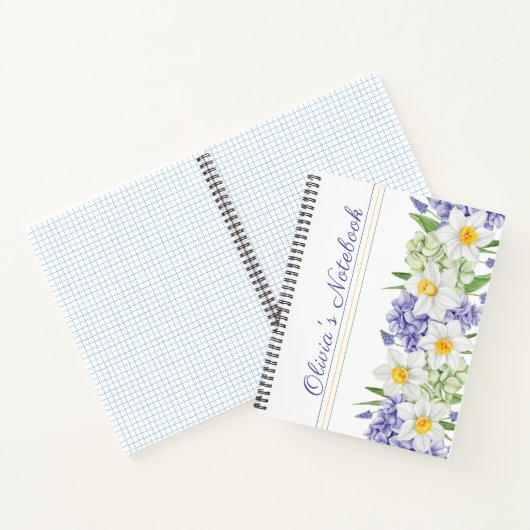 Groene Paarse Gele Waterverf Lente Bloemen Notitieboek (Binnen)