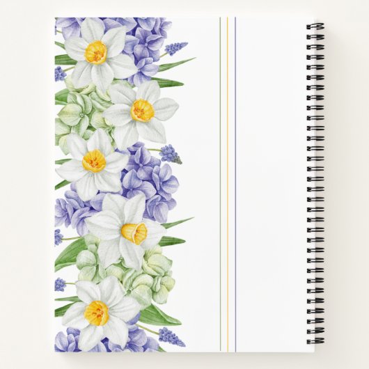 Groene Paarse Gele Waterverf Lente Bloemen Notitieboek (Achterkant)