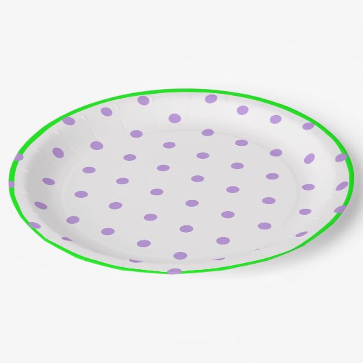 Groene Paarse geometrische polka stippen Papieren Bordje (Gekanteld)