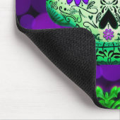 Groene & Paarse Gloeiende Suiker Schedel Halloween Muismat (Hoek)