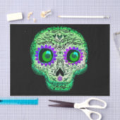 Groene & paarse gloeiende suikerschedel Halloween Tissuepapier (Craft)