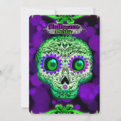 Groene & Paarse Glowing Skull Halloween Party Kaart (Voorkant)