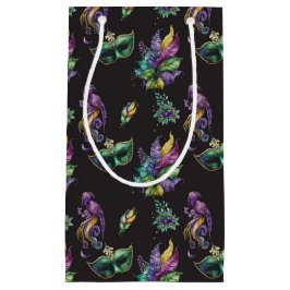 GROENE PAARSE GOLD MARDI GRAS MASKS & FEATHES KLEIN CADEAUZAKJE