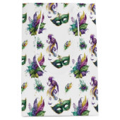 GROENE PAARSE GOLD MARDI GRAS MASKS & FEATHES MEDIUM CADEAUZAKJE (Voorkant)