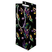 GROENE PAARSE GOLD MARDI GRAS MASKS & FEATHES WIJN CADEAUTAS (Achterkant Gekanteld)