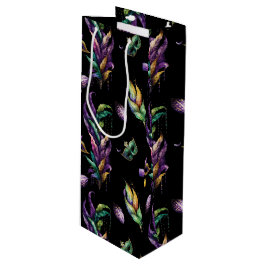 GROENE PAARSE GOLD MARDI GRAS MASKS & FEATHES WIJN CADEAUTAS