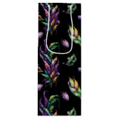 GROENE PAARSE GOLD MARDI GRAS MASKS & FEATHES WIJN CADEAUTAS (Voorkant)