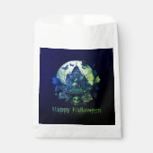 Groene Paarse Gotische Spookhuis Happy Halloween Bedankzakje (Voorkant)