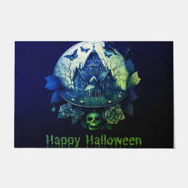 Groene Paarse Gotische Spookhuis Happy Halloween Deurmat