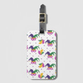 GROENE PAARSE GOUDEN MARDI GRASMASKERS BAGAGELABEL (Voorkant (verticaal))