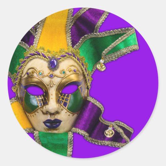 Groene Paarse Gouden Maskerade Feest Stickers (Voorkant)