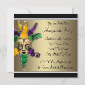 Groene Paarse gouden maskerade uitnodigingen (Achterkant)