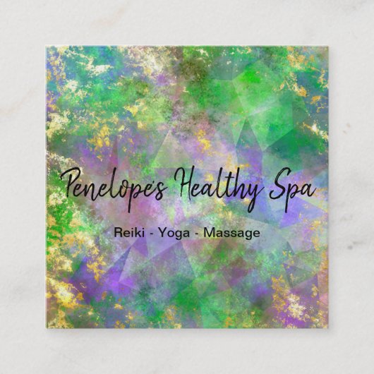 Groene Paarse goudontracten Vierkante Visitekaartje (Voorkant)