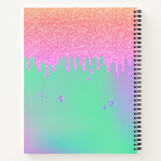 Groene Paarse holografische roze Oranje glittersch Notitieboek (Achterkant)