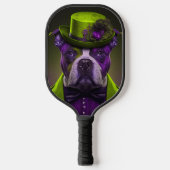 Groene Paarse hond Steampunk Tophat Pickleball Paddle (Voorkant)