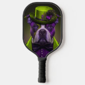 Groene Paarse hond Steampunk Tophat Pickleball Paddle (Achterkant)