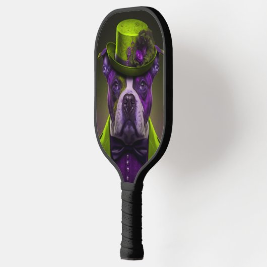 Groene Paarse hond Steampunk Tophat Pickleball Paddle (Links)