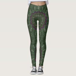 Groene Paarse Kaleidoscope Ovalen and Stars Leggings