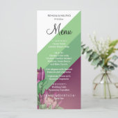 Groene Paarse Koningsprotea Aquarel Kunst Menu (Staand voorkant)