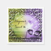 Groene & Paarse Maskerade Masker Mardi Gras Party Servetten (Voorkant)