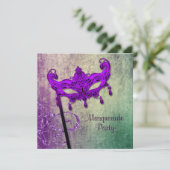 Groene Paarse Masquerade Party Uitnodigingen (Staand voorkant)