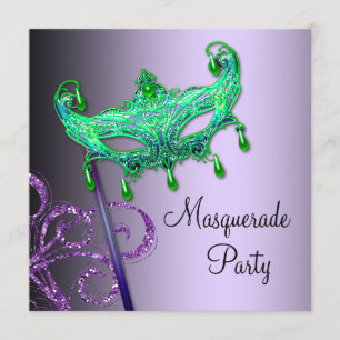 Groene Paarse Masquerade Party Uitnodigingen
