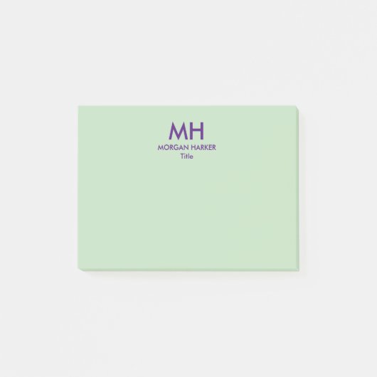 Groene Paarse minimale schone Initialen Post-it® Notes (Voorkant)