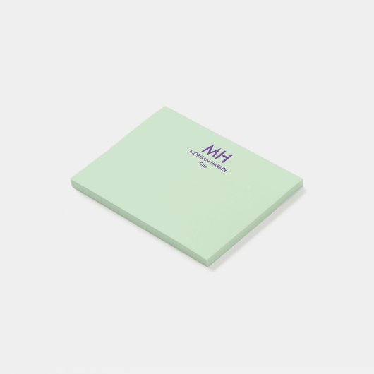 Groene Paarse minimale schone Initialen Post-it® Notes (Schuin)