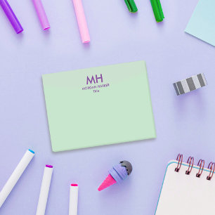 Groene Paarse minimale schone Initialen Post-it® Notes
