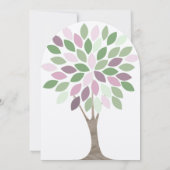 Groene Paarse moderne boom Chrysanthemum Wedding Kaart (Achterkant)